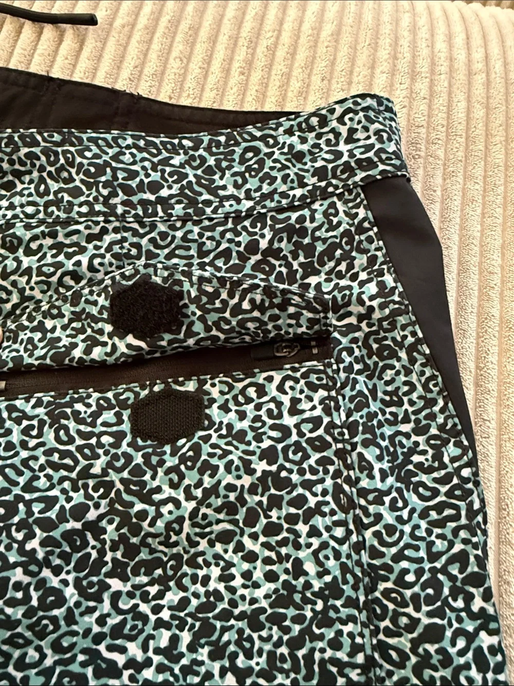 RVCA Men's Teal and Black Leopard Swim Hybrids